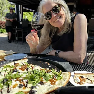 Drinks and pizza on the Patio