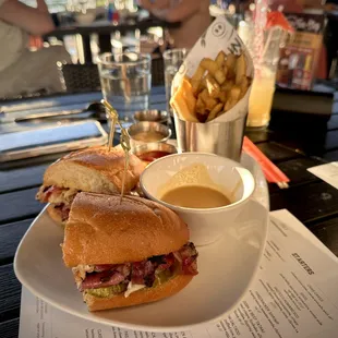 a sandwich and fries