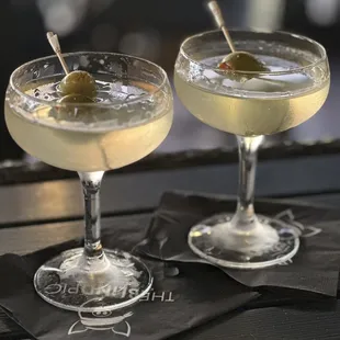 Dirty martinis on their patio