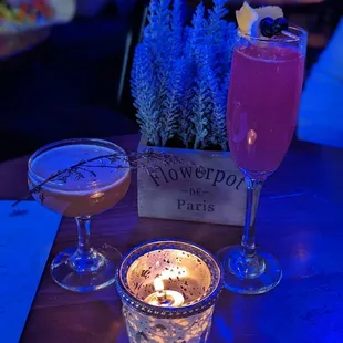 The Sidecar De Provence and the Blueberry French 75.