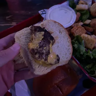 This is what the sliders looked like. It tasted okay but definitely not a large enough patty...not sure what they were thinking here
