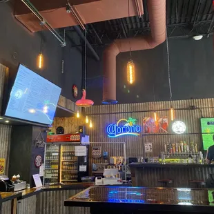 the bar area of a restaurant