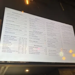 menu
