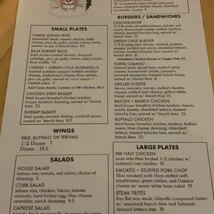 a menu on a table