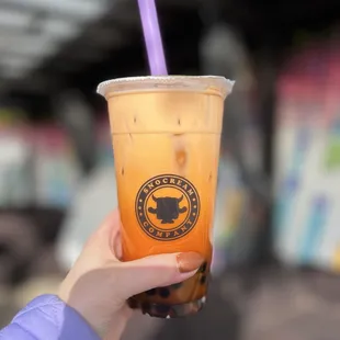 Thai iced tea with Boba