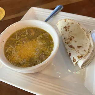 Cup of pork green chili