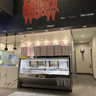 a butcher's counter in a restaurant