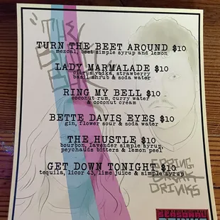 Seasonal drinks menu