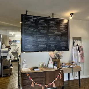 the menu on the wall