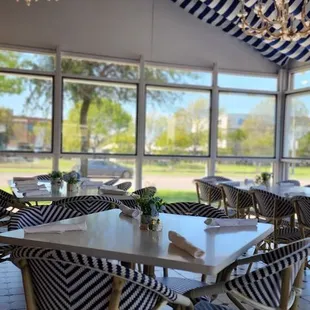 Patio area with floral decor