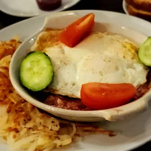 Corned beef hash and eggs