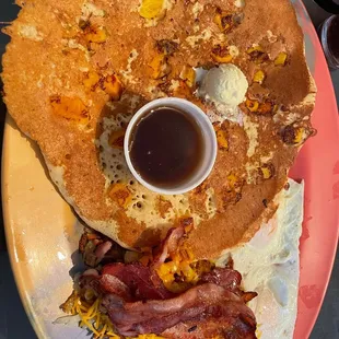 Peach pancake platter