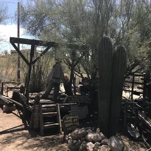 Old mining tools and signs to read and keep everyone interested.