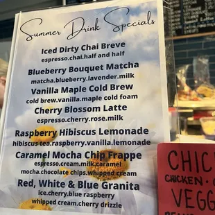 Summer menu