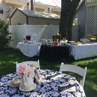 Garden food and drink tables