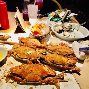 a table full of seafood