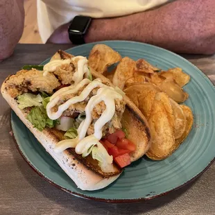 Oyster Po' Boy with house made chips!