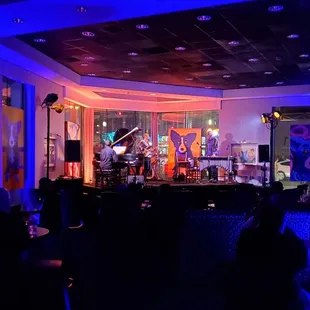a band playing on stage