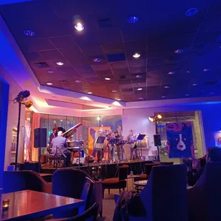 a band playing on stage