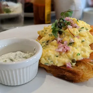 Salmon with scramble on a croissant!