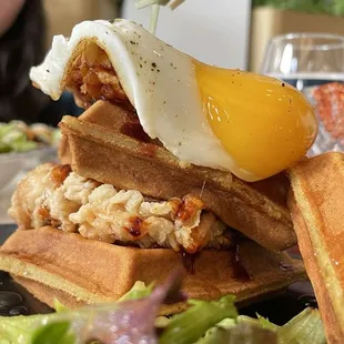 Fried Chicken (Korean style) and waffles.