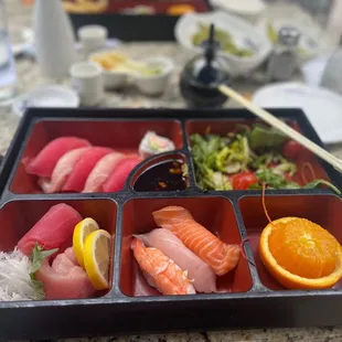 a tray of sushi