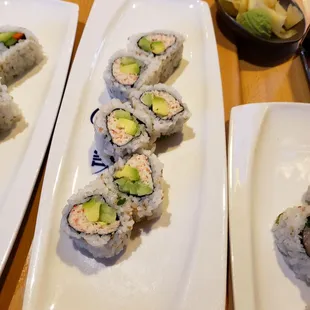a variety of sushi rolls