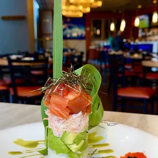 Tuna and salmon tower