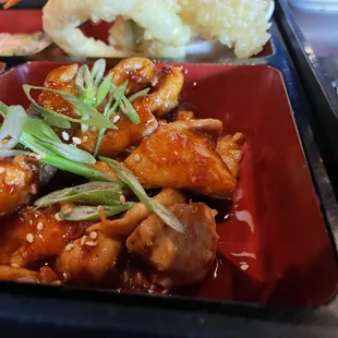 Spicy chicken with the bento lunch