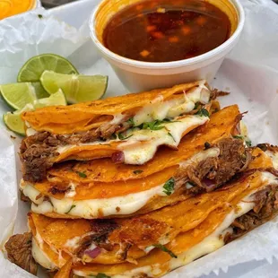 a plate of quesadillas