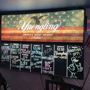 Daily drink specials