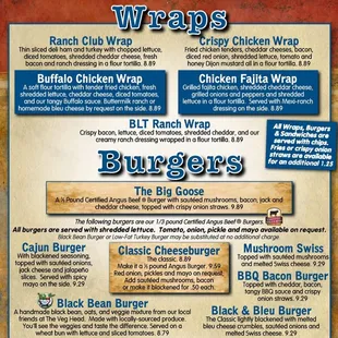 Wraps and Burgers