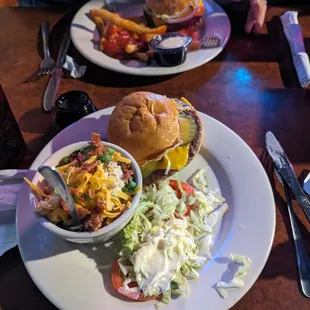1/2 lb Angus cheeseburger with loaded potato salad