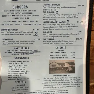 Menu Burgers