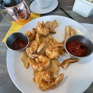 Fried shrimp basket with incredible frys/ chips