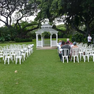 Garland above gazebo