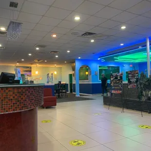 the lobby of a hotel