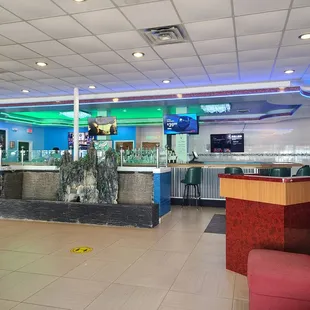 the lobby of a hotel