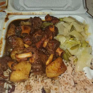 Rice and Peas Cabbage  Oxtails
