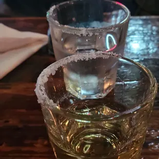 Milagro shot:  reposado and a silver