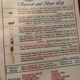 More cocktails and beer list