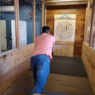 My buddy making his throw