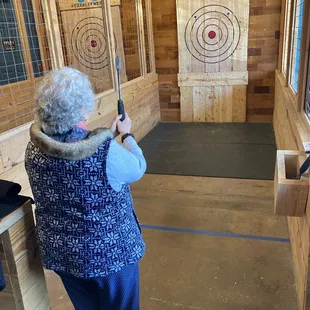 My 80 year old MIL tossing an ax!