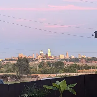 The patio features a stunning view of downtown Kansas City!
