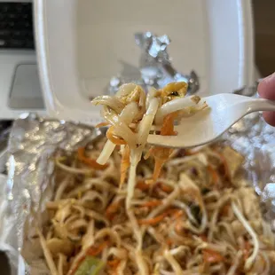 The noodles are like straight up white no sauce at all