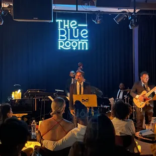 a band playing on stage