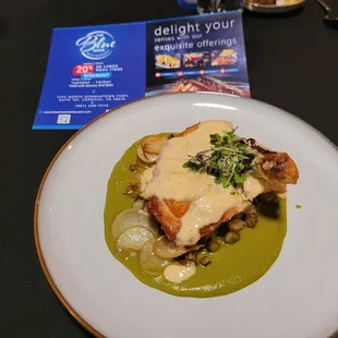 Chicken w asparagus,  fingerling potatoes,  and velouté