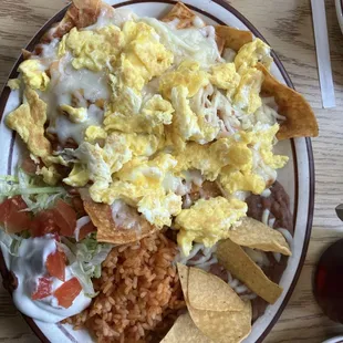 Red sauce chilaquiles