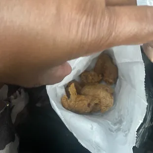 Wings in the car still in the bag.. You never make it home