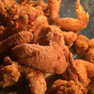 Spicy Crispy Chicken wings full of flavors inside.